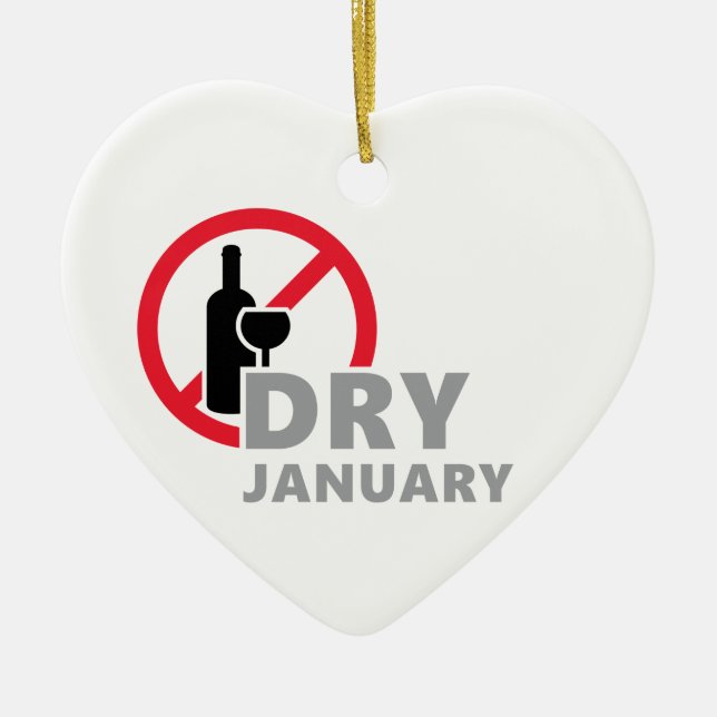 Dry january, één maand geen alcohol te drinken  ceramic tree decoration (Front)