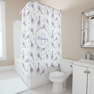 Dry Lavender Flower Bundles Pattern Monogram Shower Curtain