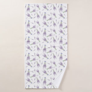 Dry Lavender Flower Bundles Purple Bow Pattern Bath Towel