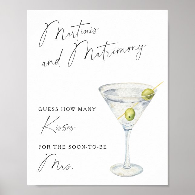 Dry Martini Bridal shower How many kisses Poster (Front)