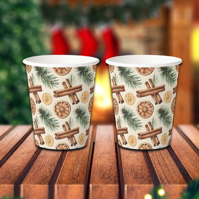 Dry Oranges Cinnamon Sticks Fir Branches Paper Cups (Creator Uploaded)