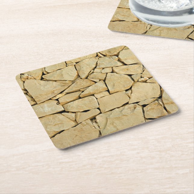 Dry stone wall square paper coaster (Angled)
