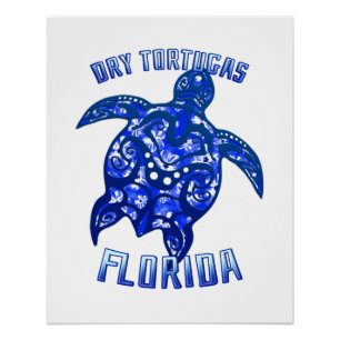 Dry Tortugas Florida Keys Vacation Tribal Turtle Poster