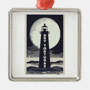Dry Tortugas Florida Lighthouse Moon Metal Tree Decoration