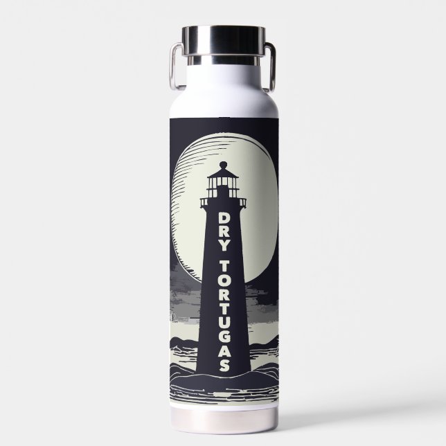 Dry Tortugas Florida Lighthouse Moon Water Bottle (Front)