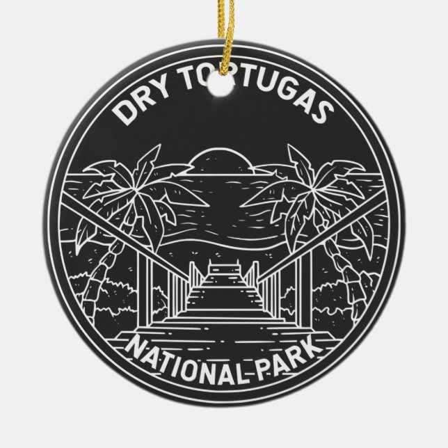 Dry Tortugas National Park Florida Monoline  Ceramic Tree Decoration (Front)