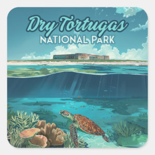 Dry Tortugas National Park Florida Turtle Square Sticker