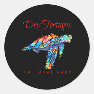 Dry Tortugas National Park Watercolor Sea Turtle Classic Round Sticker