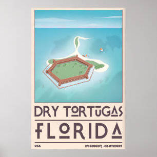 Dry Tortugas Print, Vintage Travel Poster Style