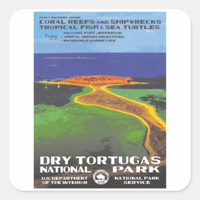 Dry tortugas - Vintage Travel Square Sticker (Front)