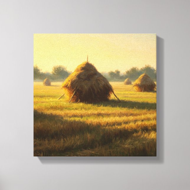 Dry wheats stacked big Canvas Print-farmhouse Print (Front)