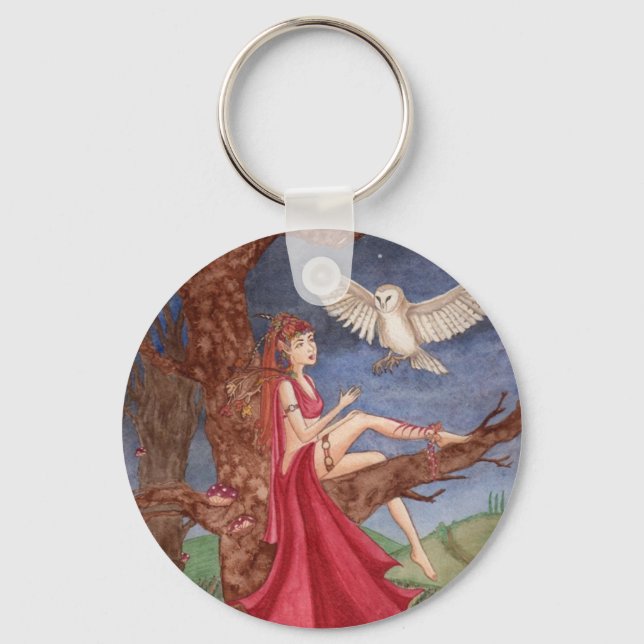 Dryad and the Night Owl Keychain (Front)