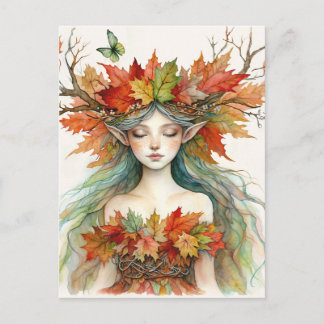 Dryad in Autumn Fairy-core Postcard