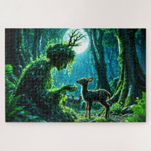 Dryad queen of the enchanted forest at night art jigsaw puzzle