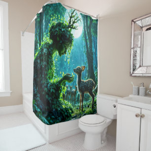 Dryad queen of the enchanted forest at night art shower curtain