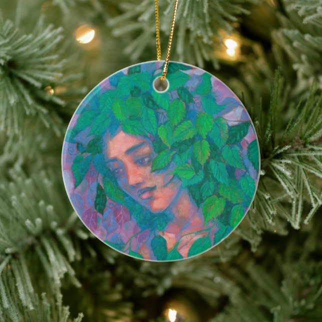 Dryad Tree Spirit Green Leaves Surreal Fantasy Art Ceramic Tree Decoration (Tree)