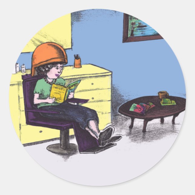 Drying Hair in a Beauty Salon Classic Round Sticker (Front)