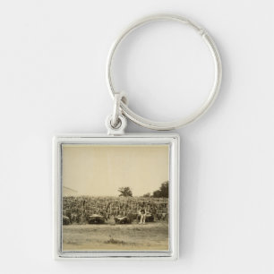Drying leather, Argentina (albumen print on card) Key Ring