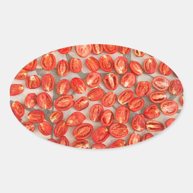 Drying Tomatoes Oval Sticker (Front)