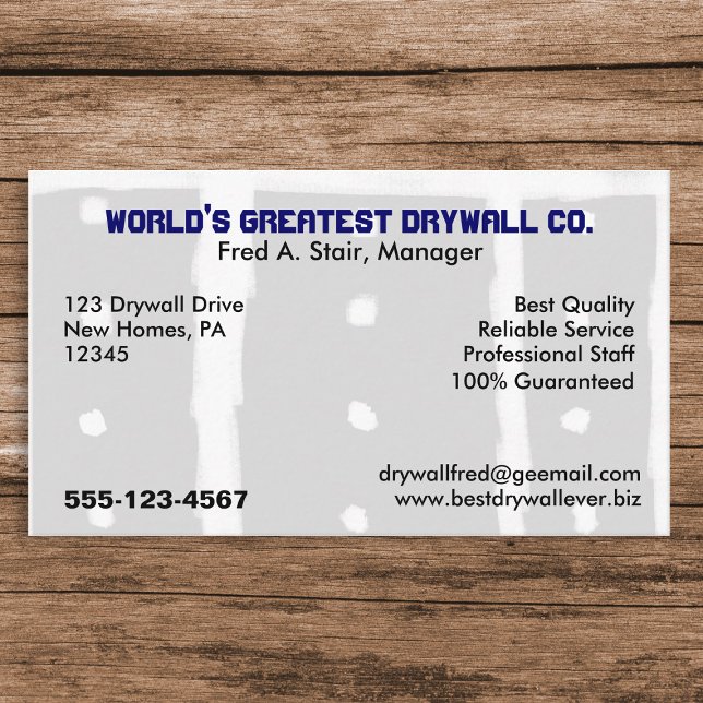Drywall Contractor | Drywall Installer Specialist Business Card (Creator Uploaded)