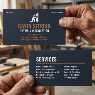 Drywall Installation & Taping Modern Navy & Copper Business Card