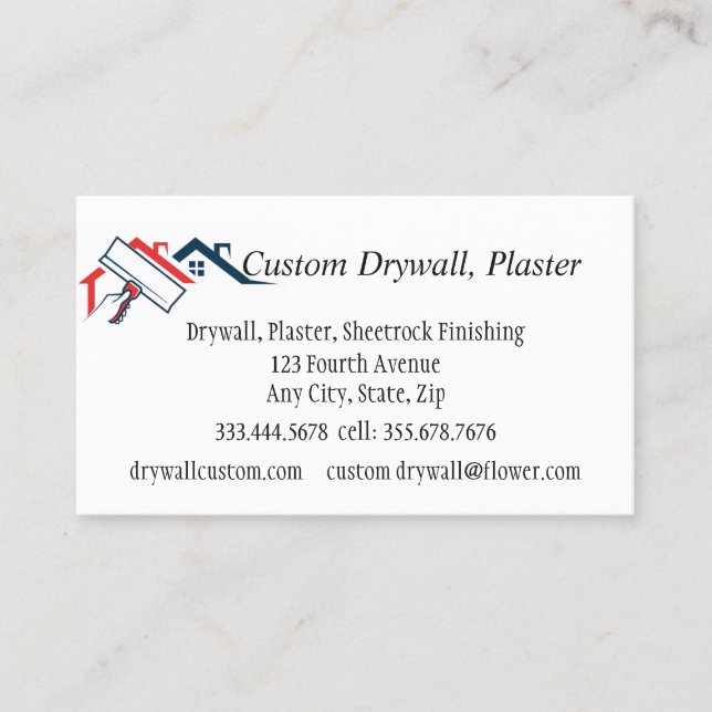 Drywall, Plaster, Sheetrock Finishing  Business Ca Business Card (Front)