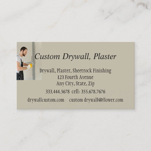 Drywall, Plaster, Sheetrock Finishing Business Card (Front)