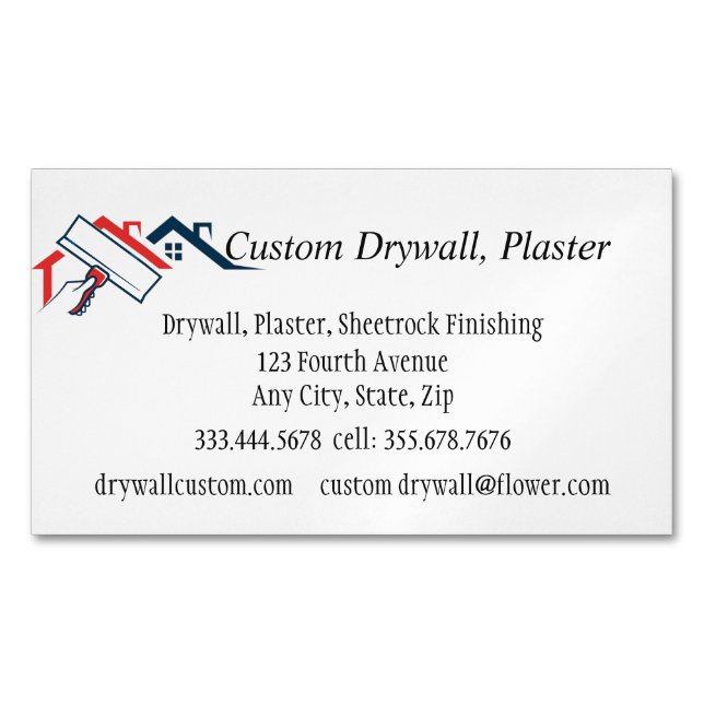 Drywall, Plaster, Sheetrock Finishing  Magnetic Business Card (Front)