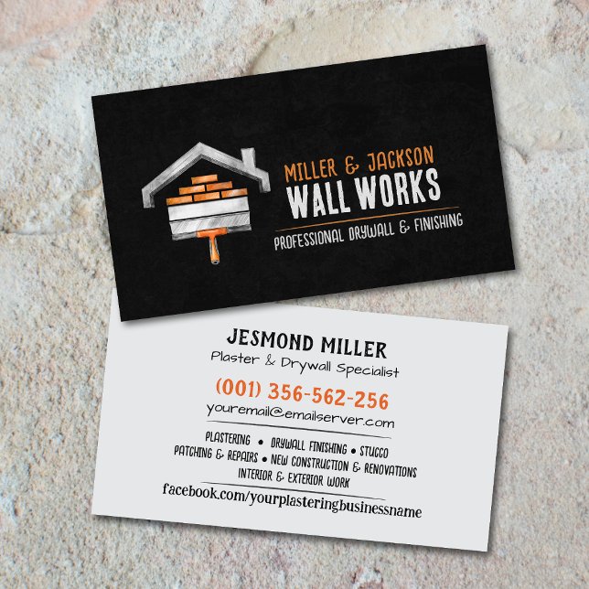 Drywall Plastering Services Watercolor art Business Card (Creator Uploaded)