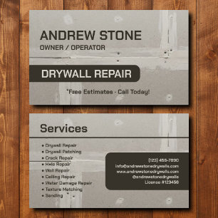 Drywall Repair Contractor Custom Branding Business Card