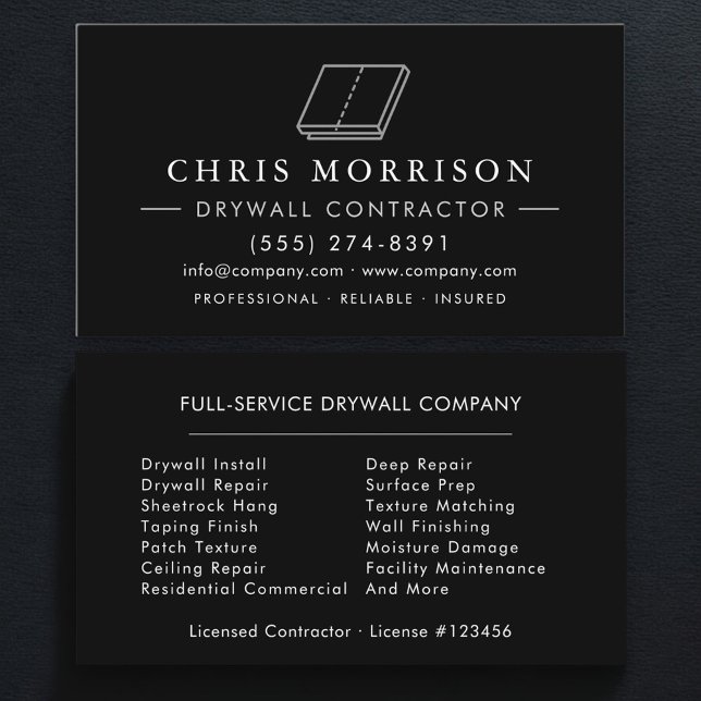 Drywall Sheetrock Contractor Business Card (Creator Uploaded)