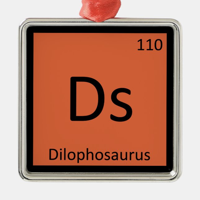 Ds - Dilophosaurus Dinosaur Chemistry Symbol Metal Tree Decoration (Front)