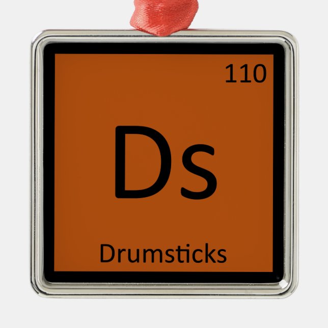 Ds - Drumsticks Chemistry Periodic Table Symbol Metal Tree Decoration (Front)