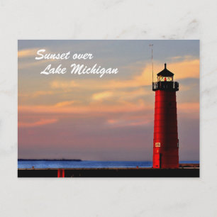 DSC_0036sm_edited-1, Sunset over, Lake Michigan Postcard