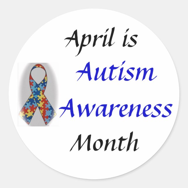 DSC_0555, Autism Awareness, April is, Month Classic Round Sticker (Front)