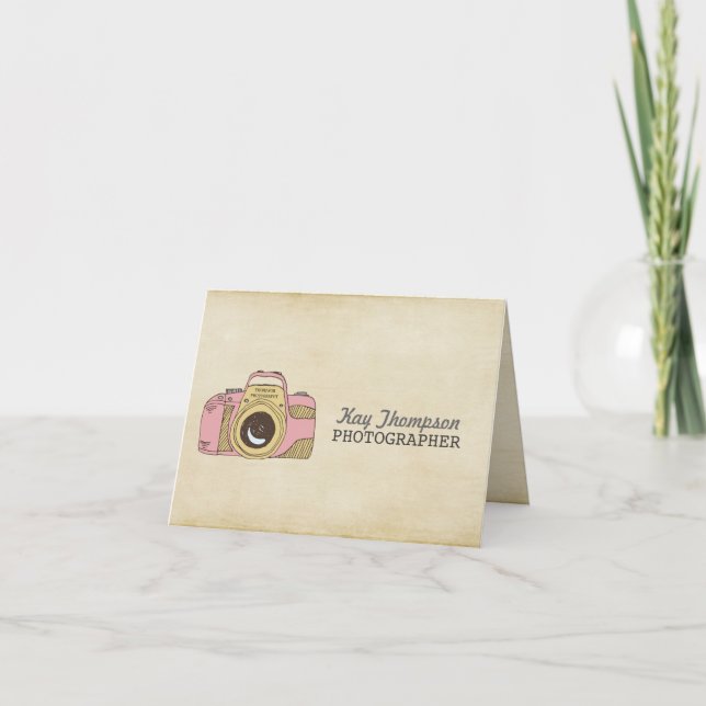 DSLR Camera Drawing Photographer Thank You Card (Front)