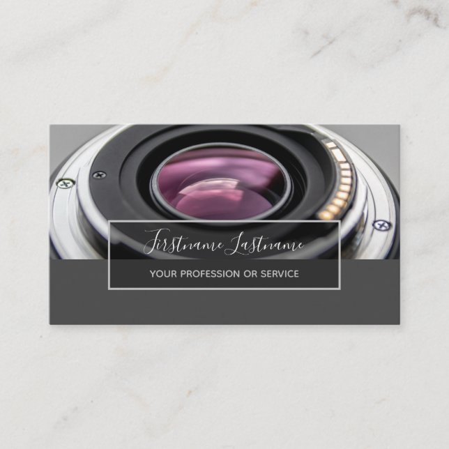 DSLR Camera lens for Photographers Videographers B Business Card (Front)