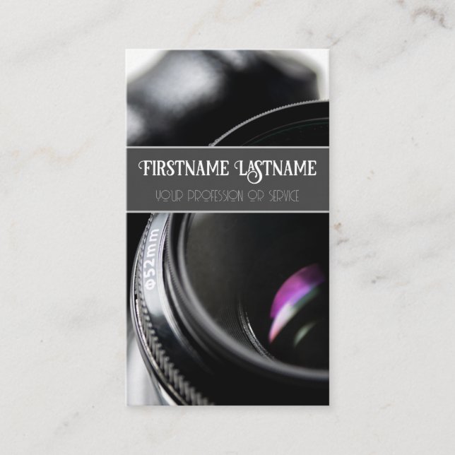 DSLR Camera lens for Photographers Videographers Business Card (Front)