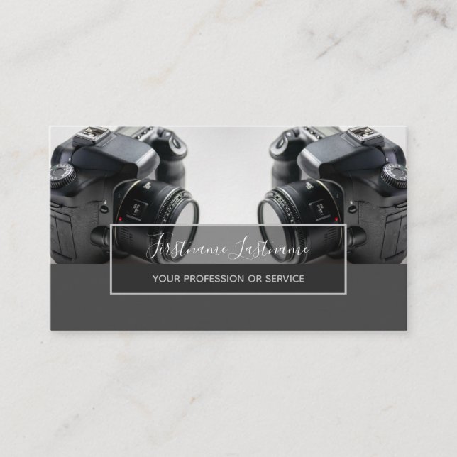 DSLR Camera lenses for Photographers Videographers Business Card (Front)
