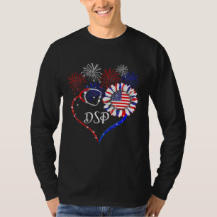 Dsp Stethoscope Firework Sunflower America Flag T-Shirt