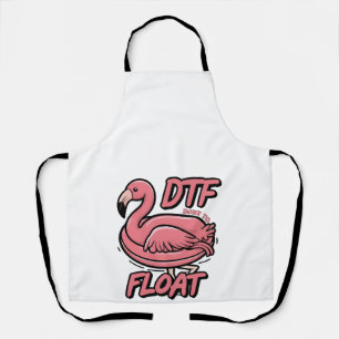 Dtf Down to Float Funny Summer Flammingo Bird  Apron