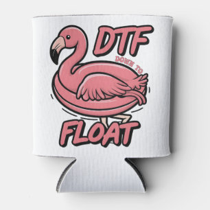 Dtf Down to Float Funny Summer Flammingo Bird Can Cooler