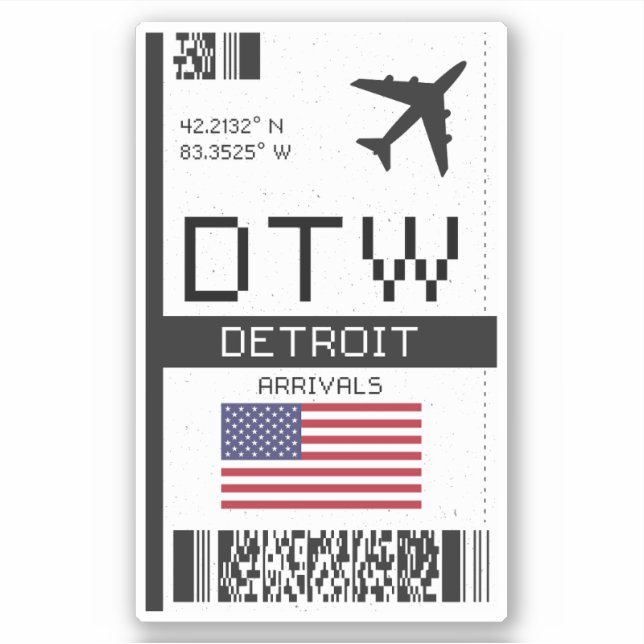DTW Detroit Boarding Pass - Michigan Travel (Front)