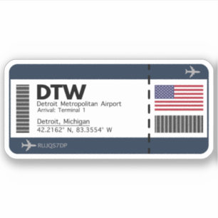 DTW Detroit Boarding Pass - United States Ticket