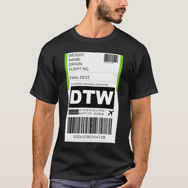 Dtw Detroit Michigan Metropolitan Wayne County Int T-Shirt (Front)