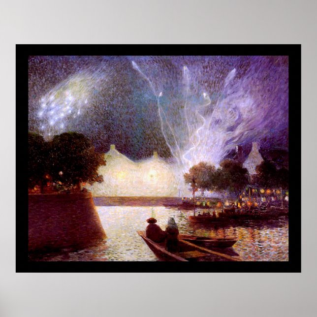 Du Puigaudeau: Fireworks over the Port Poster (Front)