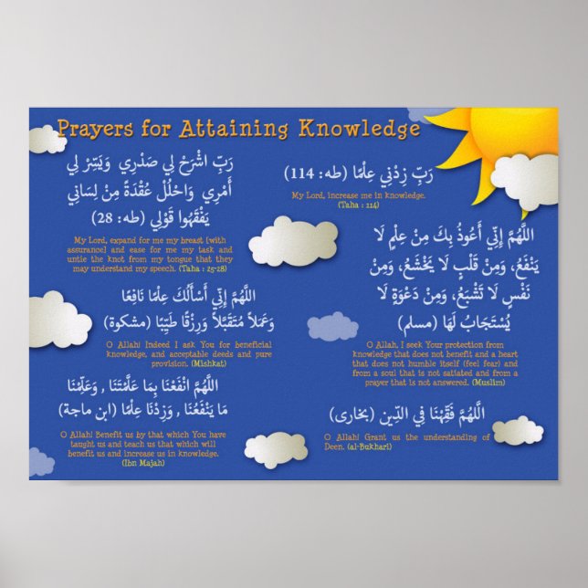 Dua before studying and Dua for gaining knowledge Poster (Front)