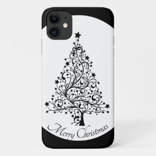 Dual Black and White Minimalistic Christmas Trees iPhone 11 Case