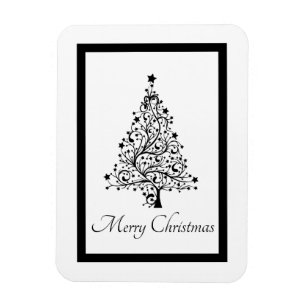 Dual Black and White Minimalistic Christmas Trees Magnet