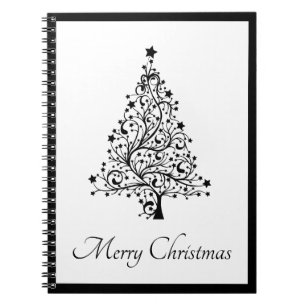 Dual Black and White Minimalistic Christmas Trees Notebook